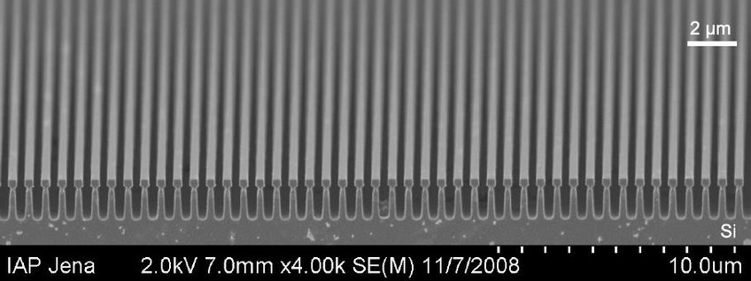Eingravierte Oberflächennanostruktur des Siliziumspiegels Eingravierte Oberflächennanostruktur des Siliziumspiegels