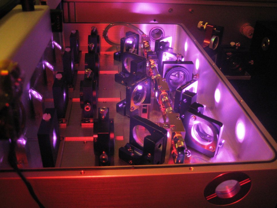 Blick in den Laserverstärker von GEO600.