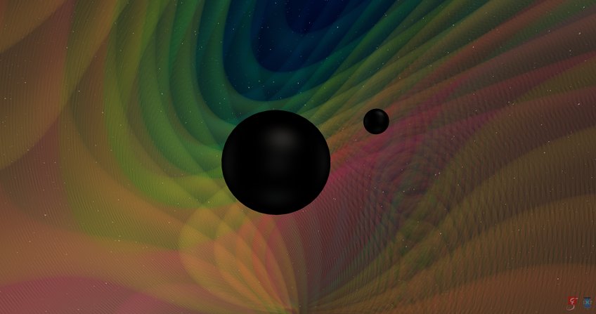 Binary black hole merger where the two black holes have distinctly different masses of about 8 and 30 times that of our Sun. Binary black hole merger where the two black holes have distinctly different masses of about 8 and 30 times that of our Sun.