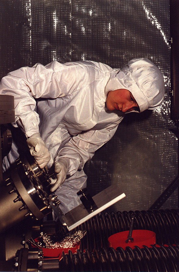 Valerie installing the camera for the mirror monitoring system.