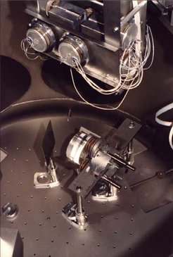 A view from SSE: At the top the intermediate masses with coil holder; at the bottom mirror MMC1b and it's reaction mass between range limiters.
