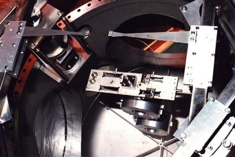 The triple pendulum: cantilever springs, upper mass, intermediate mass and test mass dummy. The triple pendulum: cantilever springs, upper mass, intermediate mass and test mass dummy.