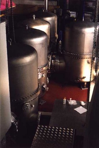 The central cluster of vacuum tanks. The central cluster of vacuum tanks.