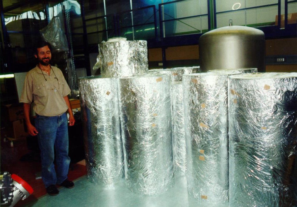 The wrapped up liners in the central building.