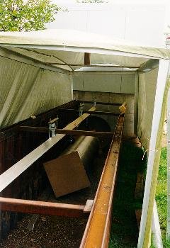 The trench just before the eastern end house. A part of the tube can be seen.