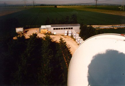 A look at the central station from the top of the radio tower. In the foreground of the central station bales of rockwool.