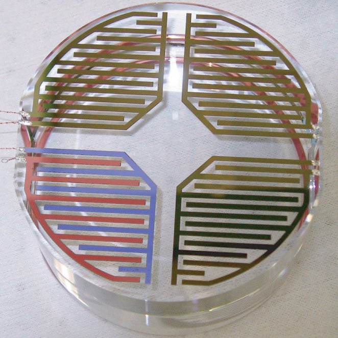 View of the capacitor combs of the electrostatic actuator of GEO600 before assembly.